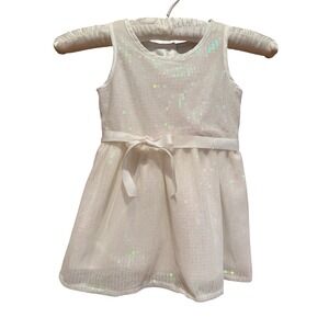 The Childrens Place Toddler 2T Girls White Iridescent Sequin Party Dress NWT